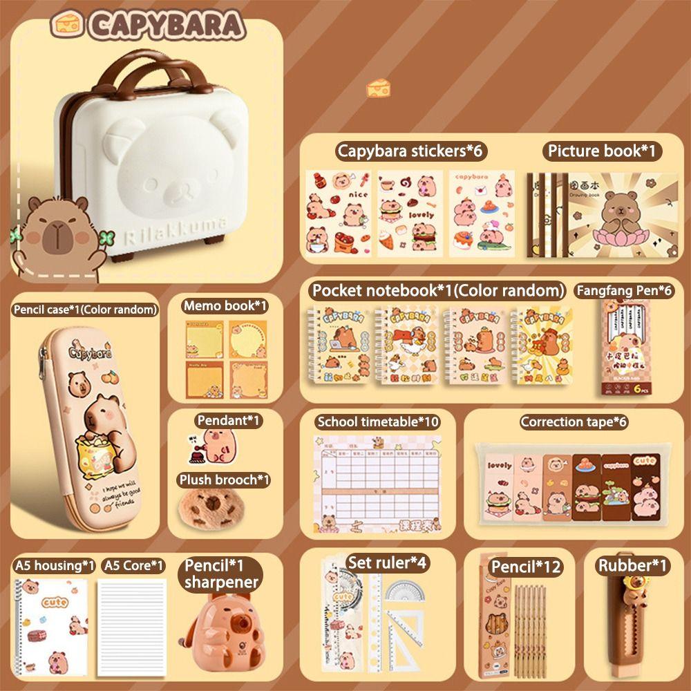 Блокнот, наклейки, школьные принадлежности, подарочный пакет Kawaii для студентов, набор канцелярских принадлежностей Capybara
