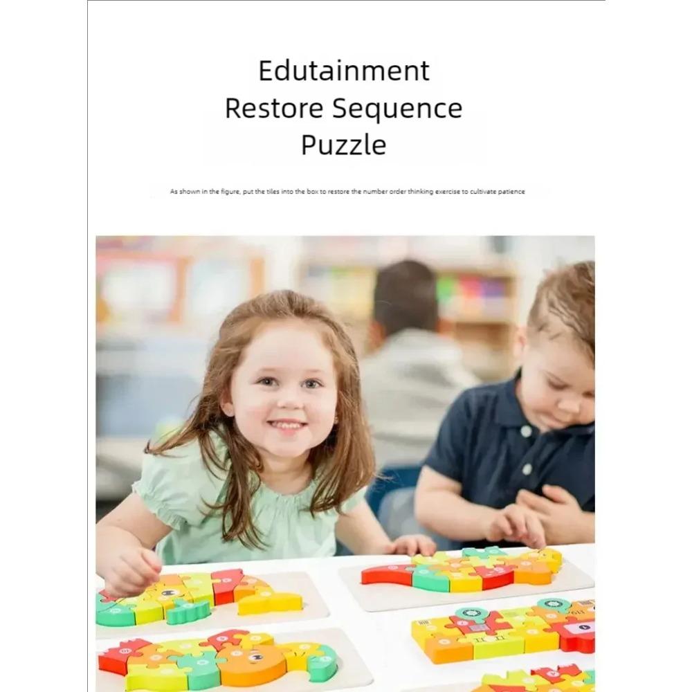 3D Colored Puzzles for Children 2 years old+, Jigsaw, Wooden Toys, Cartoon, Animal, Traffic, Intelligence, Early Education