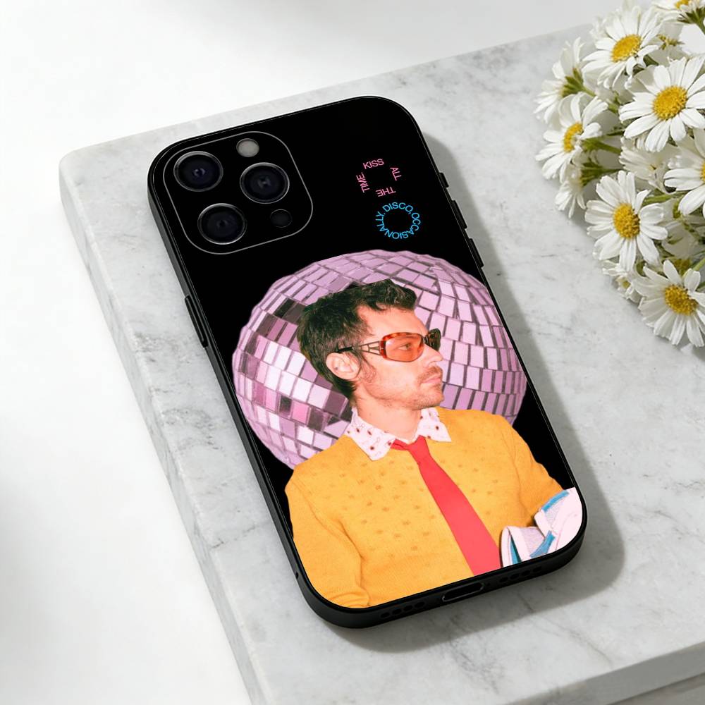 H-Harry Kiss All The Time S-Styles Phone Case For iPhone 17,16,15,14,13,12,11 Plus,Pro Max,SE4Soft Silicone Black Cover