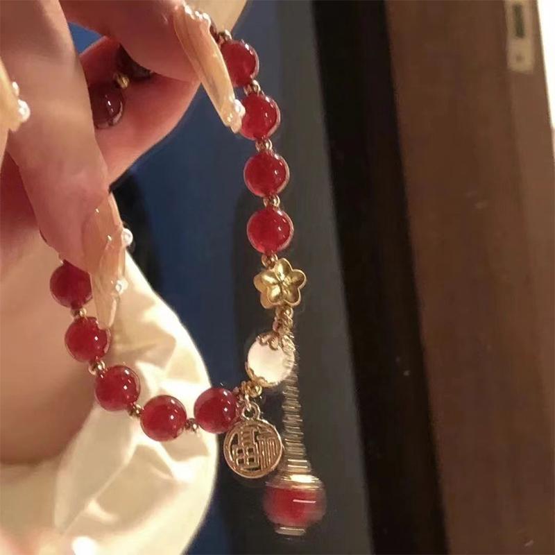 Креативный браслет из бисера в китайском стиле, винтажный легкий роскошный браслет с цветком персика, женский ювелирный подарок