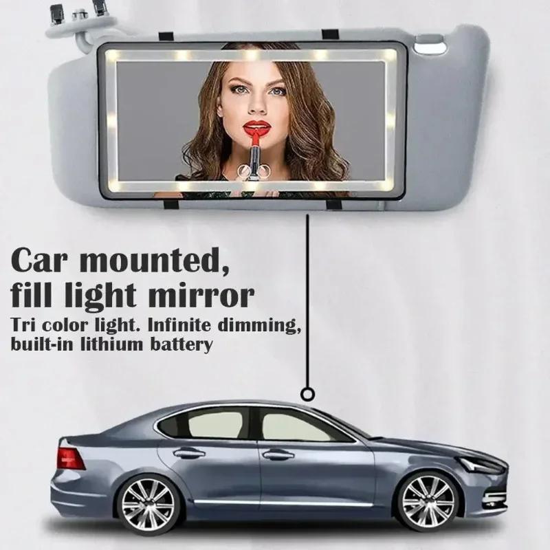 2025 Car Vanity Mirror Pro Touch Controlled Tri Color LED USB C Fast Charging for Auto Accessories