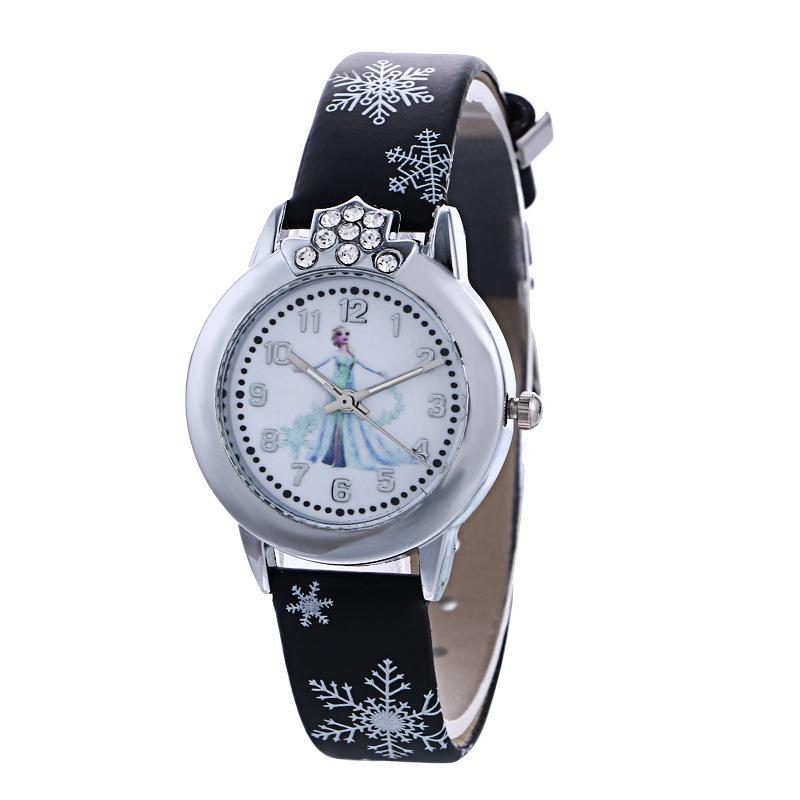 Cute Frozen Cartoon Quartz Watch For Boys And Girls With Colorful Pu Leather Strap And Life Waterproof Feature
