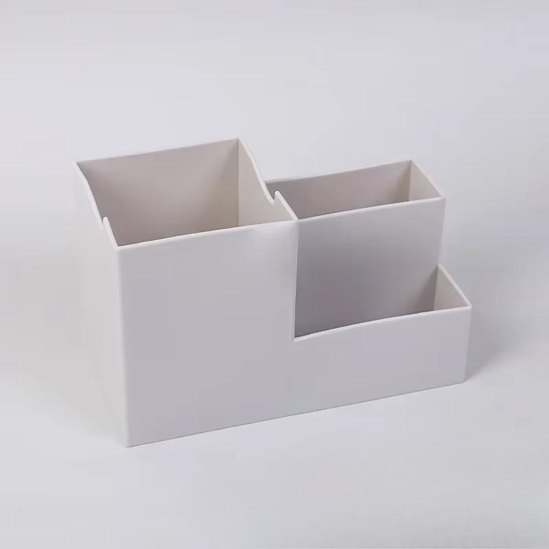 Solid Color Simple Stationery Pen Holder Desktop Storage Box Phone Holder Miscellaneous Compartment Large Capacity Office Supply