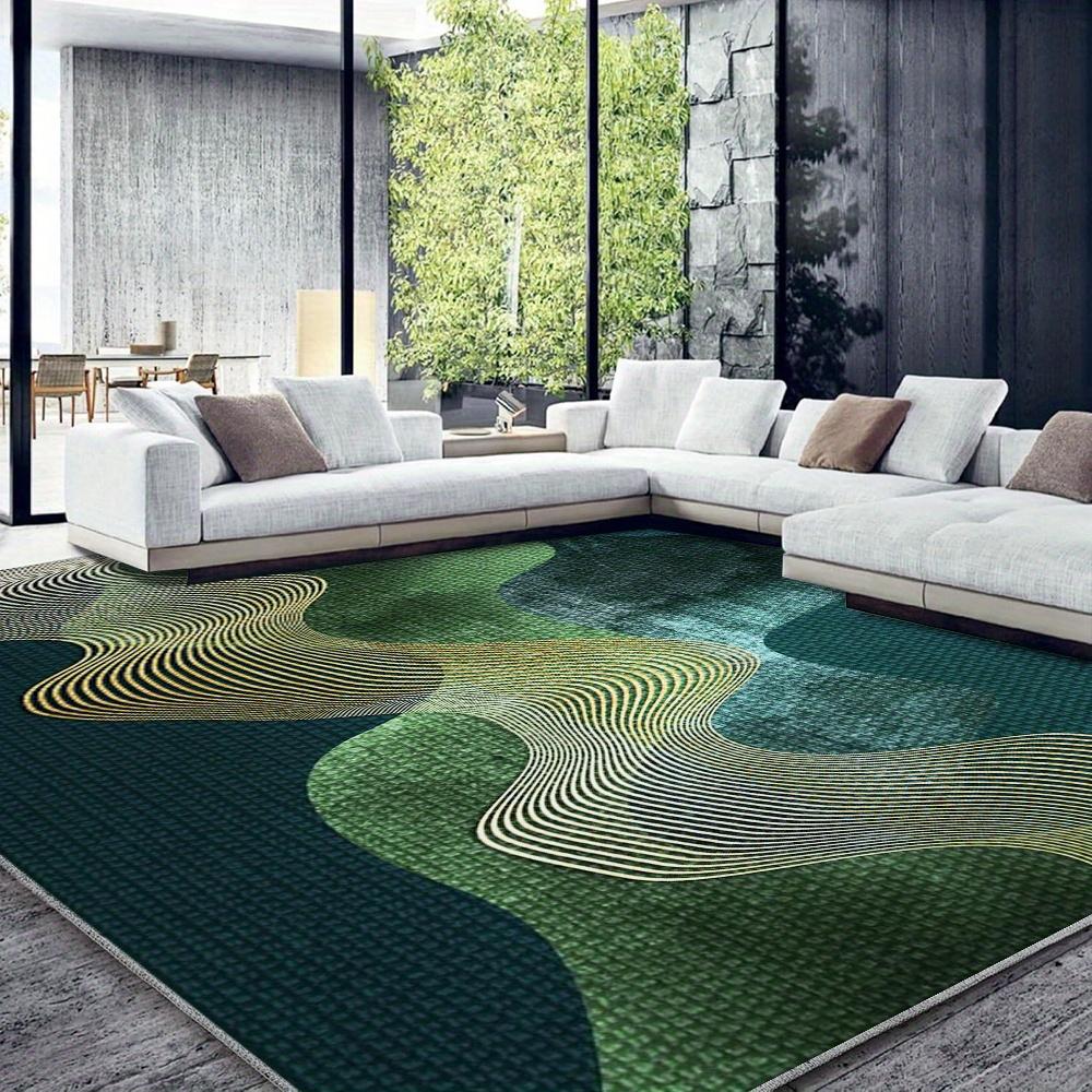 Современный ковер с волнообразным узором зеленого цвета - Нескользящий мягкий ковер для гостиной, спальни - Экологичный домашний декор (Несколько размеров)"