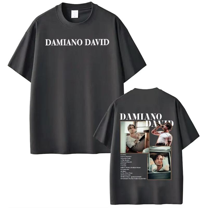 Damiano David Funny Little Fears World Tour Graphic T Shirt Unisex Unisex Highquality Clothing Tshirt Cotton Casual Loose Tshirts