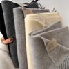 White Pure Wool Scarf Female Winter Student Warm Scarf New Versatile Fringed Narrow Scarf Couple