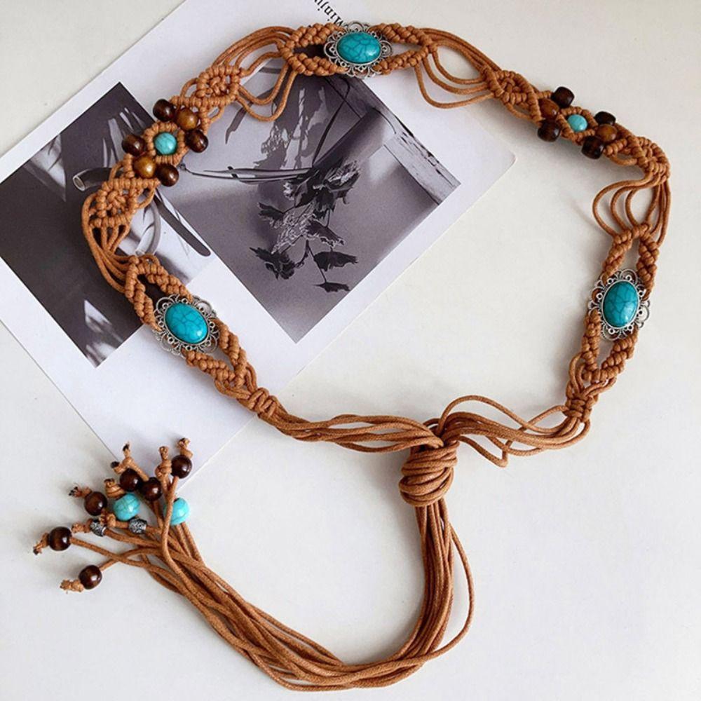 Versatile Braided Waist Belt Ethnic Style Dress Chain Waist All-Matched Woven Belt Women