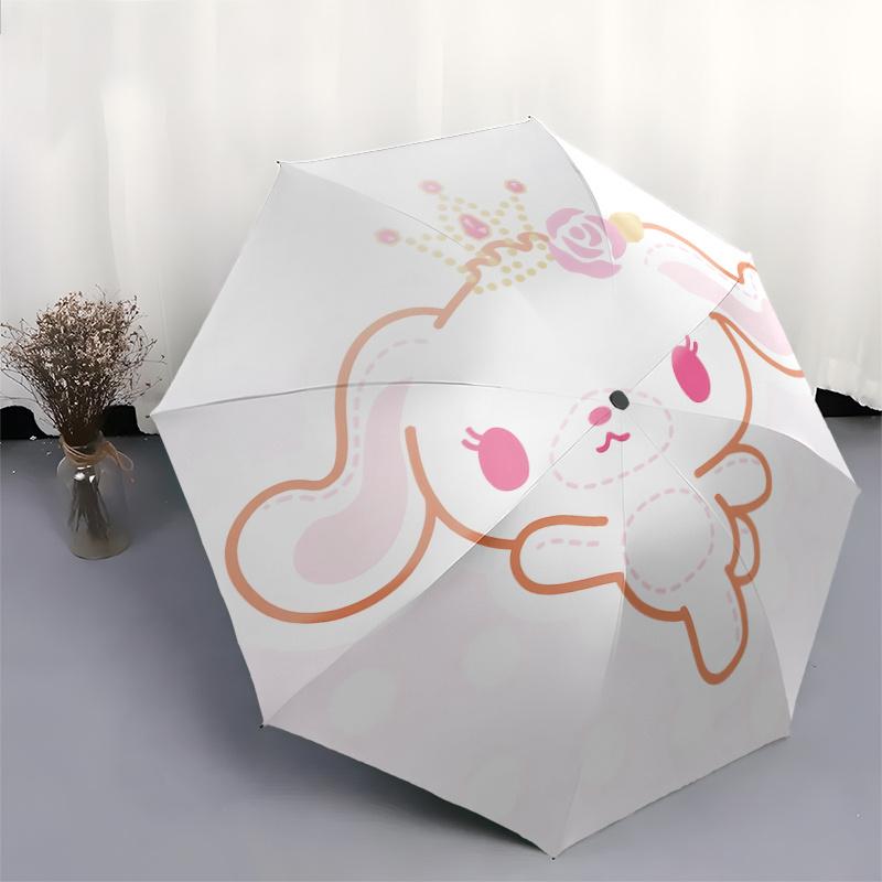 Cute Bunny, Princess Ears Automatic Open/Close Umbrella-Cute Umbrella with Cute Design, Portable 3-Fold Compact Umbrella for Men & Women, Ha