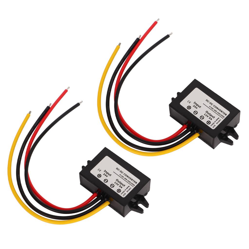 2pcs Car Buck Converter 24V To 12V 18‑36V To 12V 5A 60W Waterproof Automotive Power Converter Module