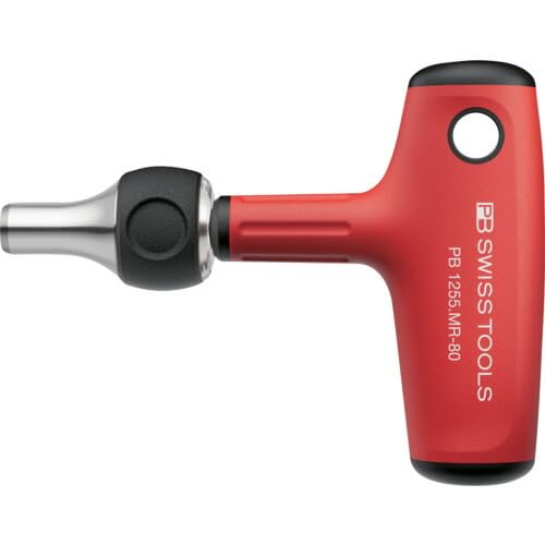 PB SWISS TOOLS T-Shaped Cross-Handle Ratchet Screwdriver, C6/E6 Series, 1/4" Hex Bit Compatible, 1255.MR-80