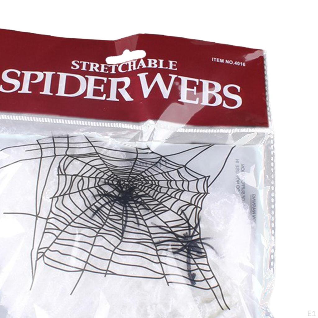 Halloween Spider Webs Decorations Stretchable Cobweb Super Practical Web with 2 Fake Spiders