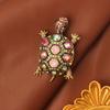 Tortoise Brooch Rhinestone Faux Crystal Colorful Turtle Pin Brooch Lapel Pins Vintage