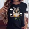 Cartoon Owl T-shirts for Women Lovely Birds Print Tshirts Lady T Shirts 90s Baby Tees Y2K Tops Casual Vintage Harajuku