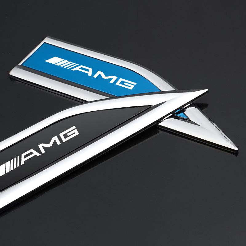 TWEK4 2Pcs Metal Stickers Car Fender Emblem Decals Auto Accessories For Mercedes Benz AMG W223 W213 W206 W464 W247 W167 W166 W222 W205