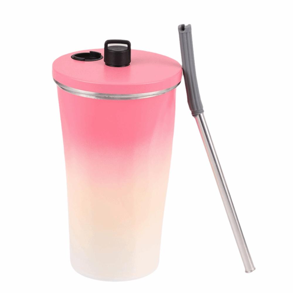 Creative Travel Insulated Tumbler 600ML with Straw Stainless Steel Thermal Mug Leak Proof with Lid Stainless Steel Coffee Cup
