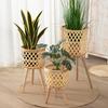 Nordic Style Bamboo Woven Plant Basket - Rattan Balcony Pothos Stand