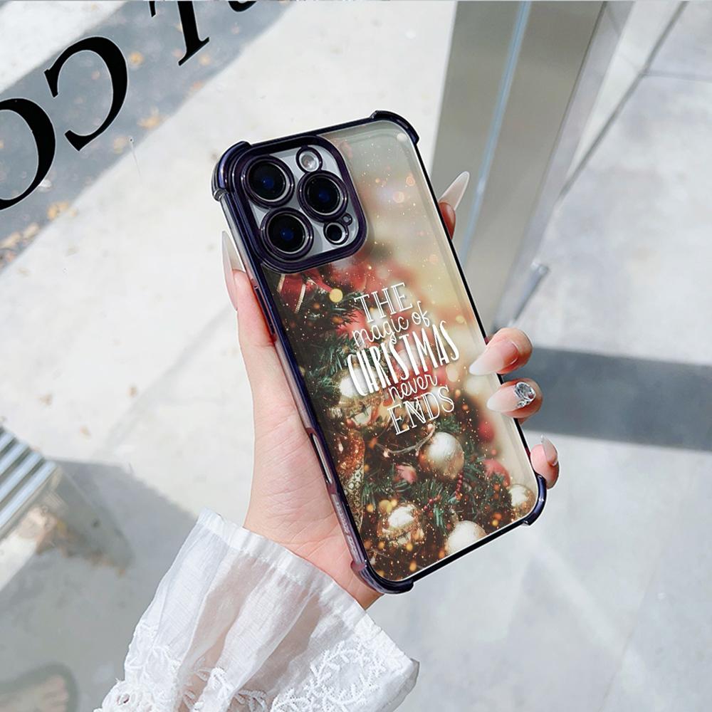 Чехлы для телефонов Ae115 Merry Christmas Happy New Year из гальванизированного ТПУ для iPhone 16 15 13 11 Pro Max 14 Plus Infinix Smart 8 с четырьмя углами защиты