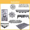 Spooky Black Lace Table Runner Featuring Intricate Spider Web Design For Halloween