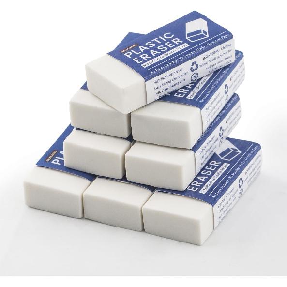 White Eraser, 8-Pack Bulk Erasers for Classroom,White Erasers for School, Classroom Must Haves & Back to School Supplies Eraser, Latex-Free & No