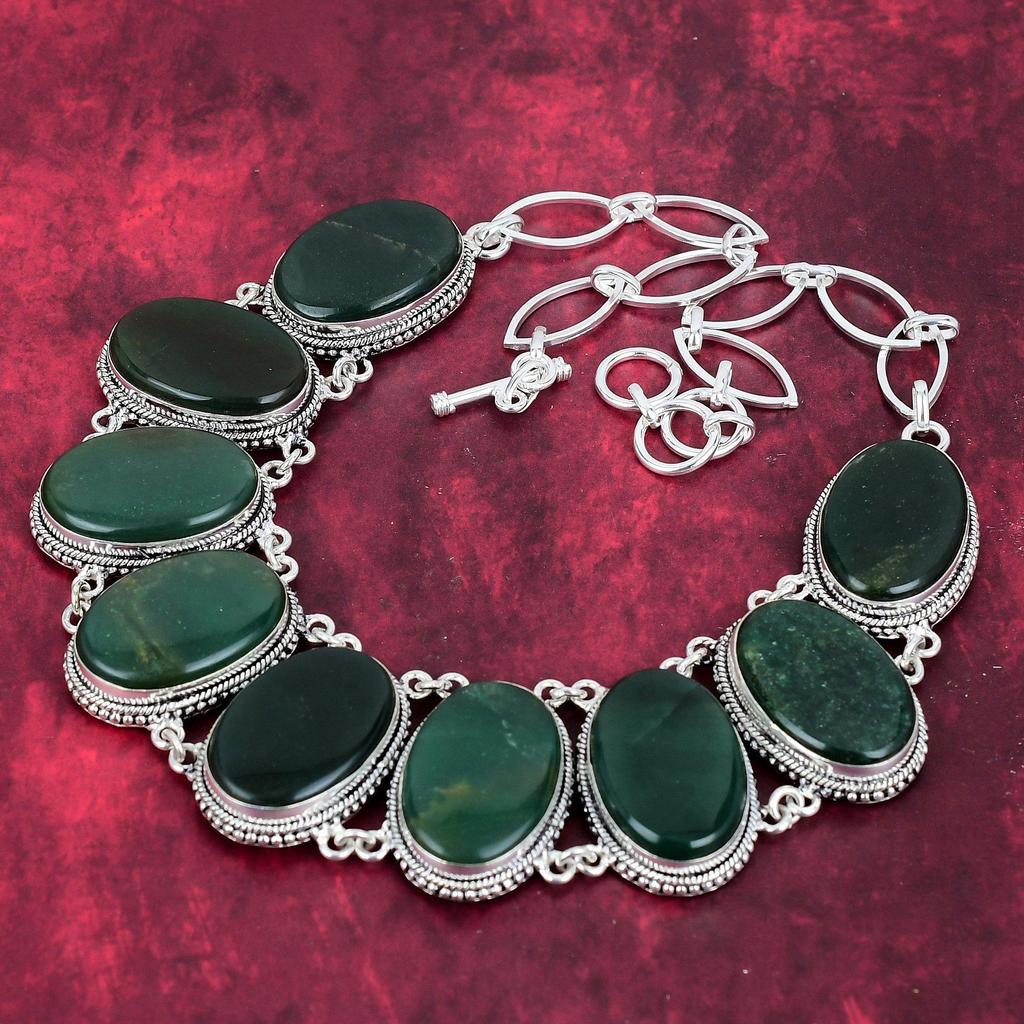 Green Jade Selenite Gemstone Handmade Necklace, 925 Sterling Silver Adjustable Chain Necklace Dainty Jewelry For Memorial Day