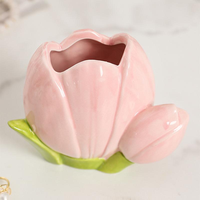 Ceramic Tulip Flower Vase Desktop Decoration Cute Flower Vase Arrangement Forried Flower Living Room Decor Home Table Decor Gift