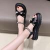 Women's Casual Temperament Sandals 2024 Summer New Style Fashion Thick Sole Roman Beach Soft Bottom Anti-Slip Single Shoes