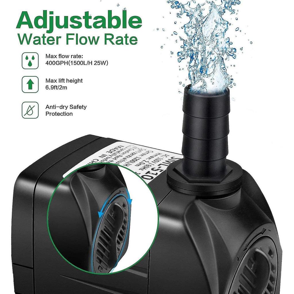 Water Pump Submersible Water Pump 400gph 1500l/h Ultra-quiet 25w Fountain Pond Aquarium Fish Tank Pump With 48 Hours Anti Dry Burning1pcs