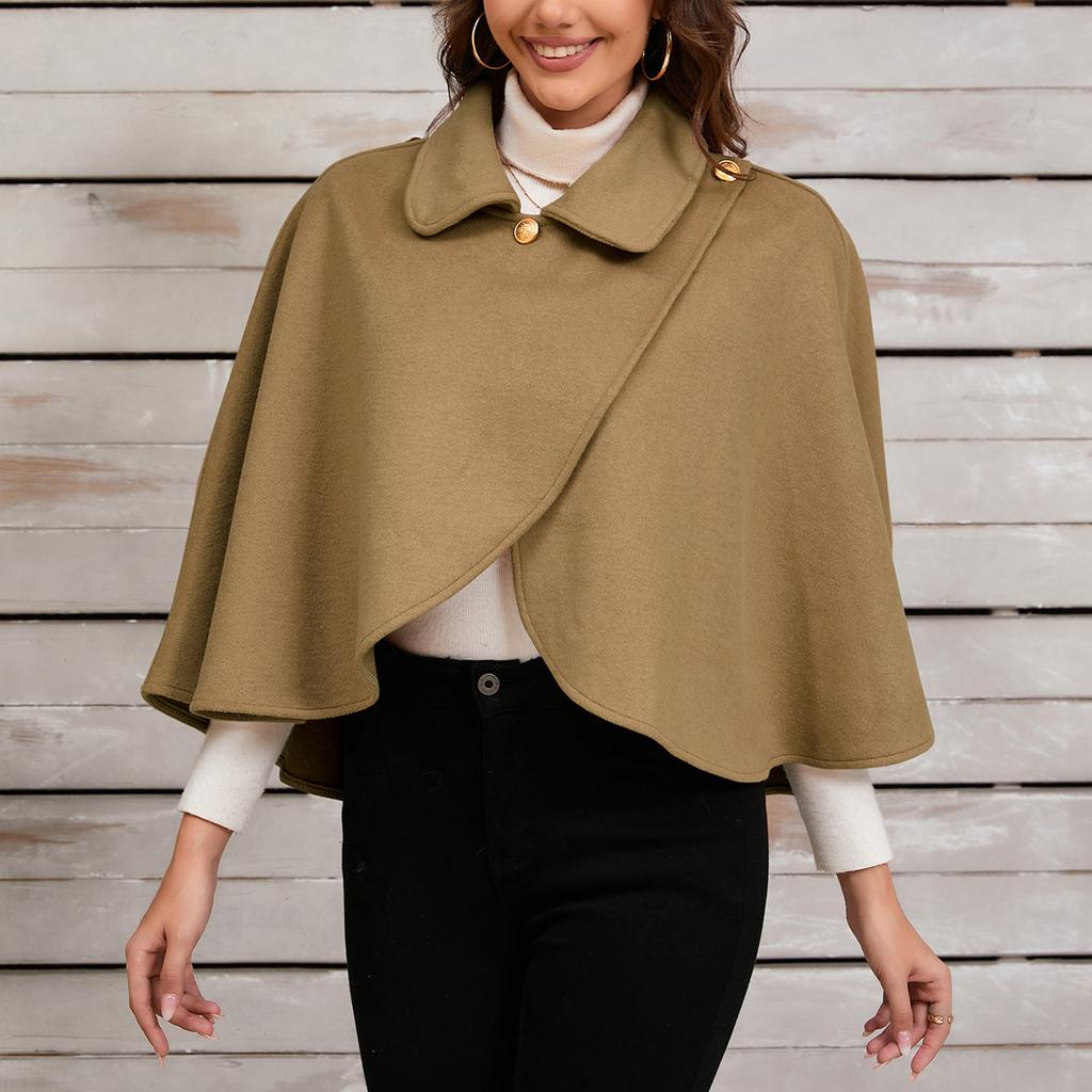 Women's Fashion Wool Tweed Jacket Short Versatile Cape Shawl