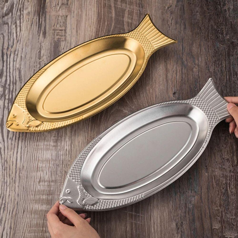 Oval Steamed Fish Plate Fish-Shaped Tray Plates Creative Barbecue Plate
