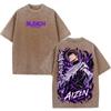 Модная футболка BLEACH Сосуке Айзен Аниме Винтажная Стиранная Оверсайз Футболка Мужская Женская Одежда Короткий Рукав 100% Хлопок Футболка Топ