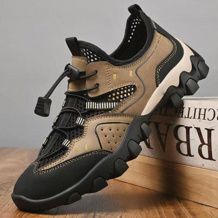 Men's Mesh Shoes Hollow Breathable Mesh Cloth Men's Sandals Non-slip Casual Shoes Fashionable Summer High-quality Outdoor Hiking Shoes