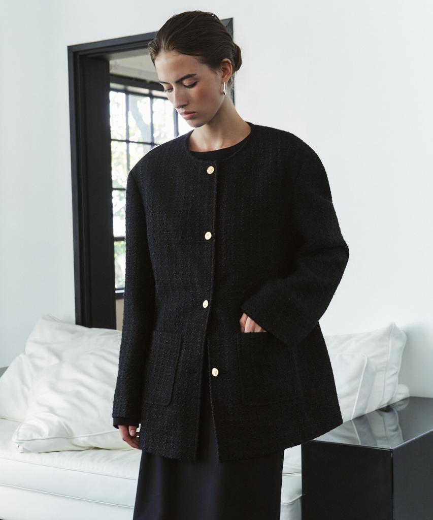 SIYAZU Siot4204 Oversized Atelier Tweed Jacket_Black