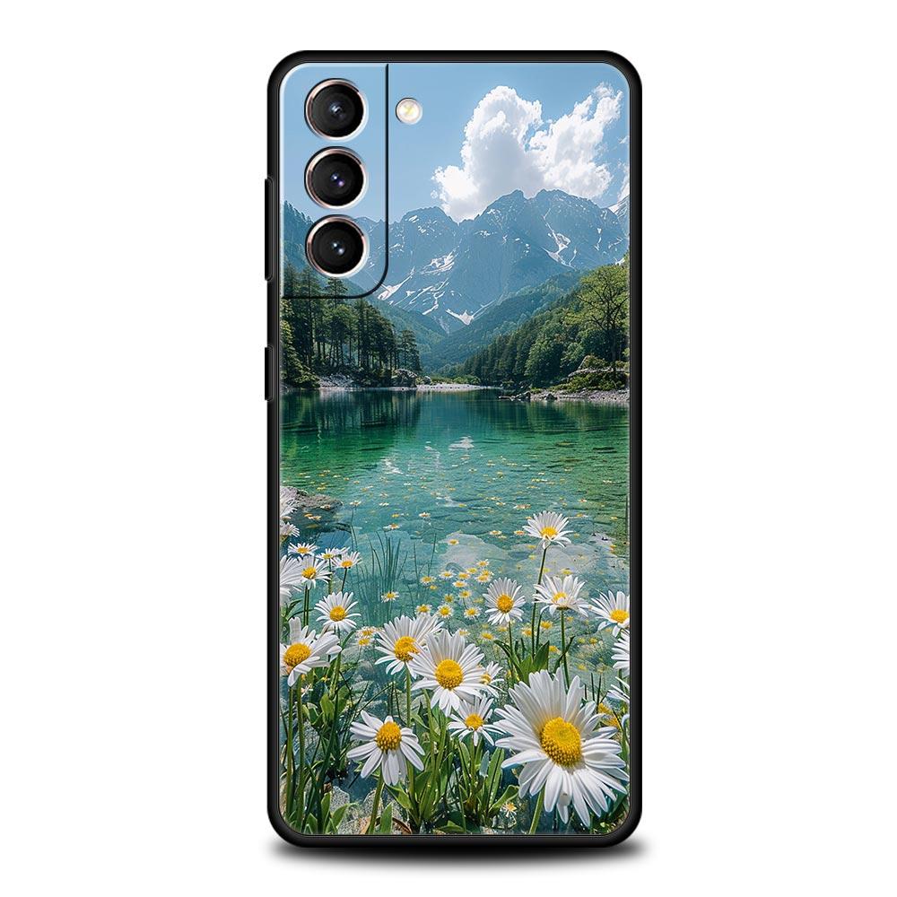 Cute Art Pretty Indie Hot Pink Phone Case For Samsung Galaxy S24 S23 Ultra S22 S21 S20 FE 5G S10 S10E S9 Plus S8 Black Cover