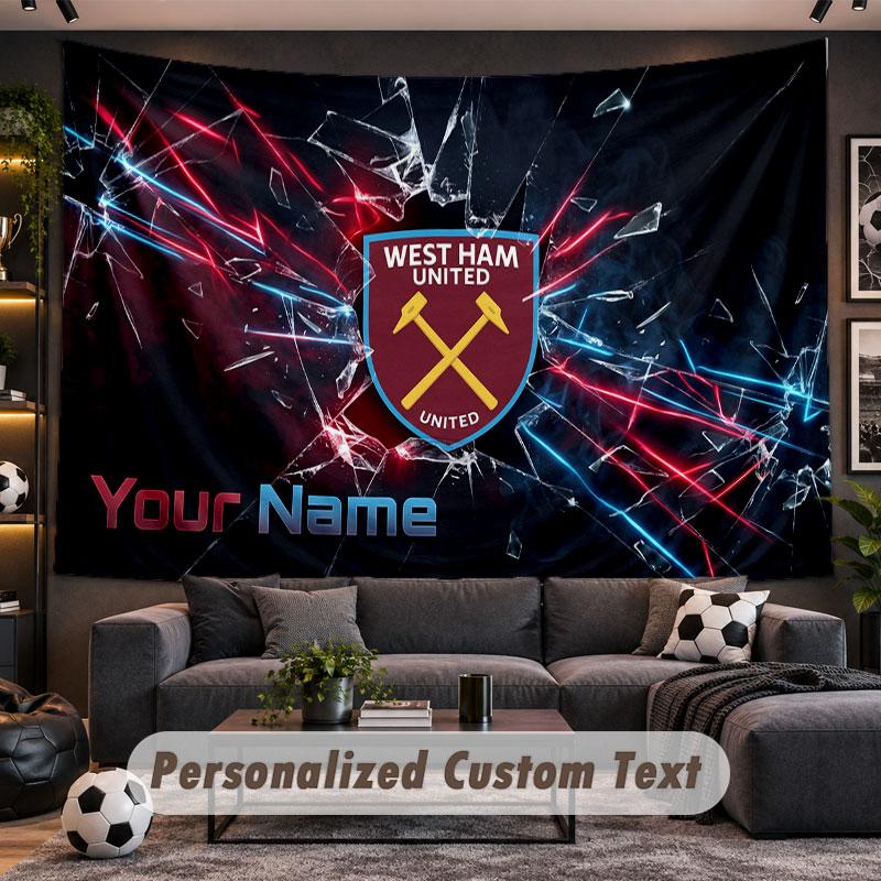 Wall Hanging Tapestry Custom NameWest Ham United football Pattern Personalized Printed Fabric Wall Decor