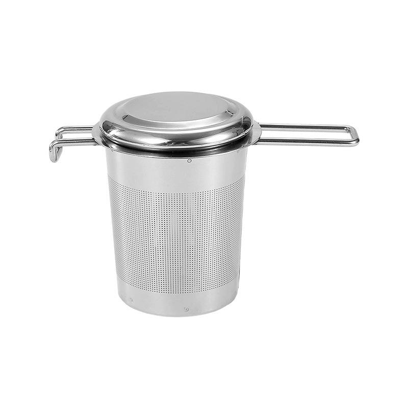1 шт. Премиальный чайный фильтр из нержавеющей стали с удлиненной ручкой, Дренажер для рассыпного чая с крышкой, Многоцелевое ситечко для чая, защищающее от ожогов