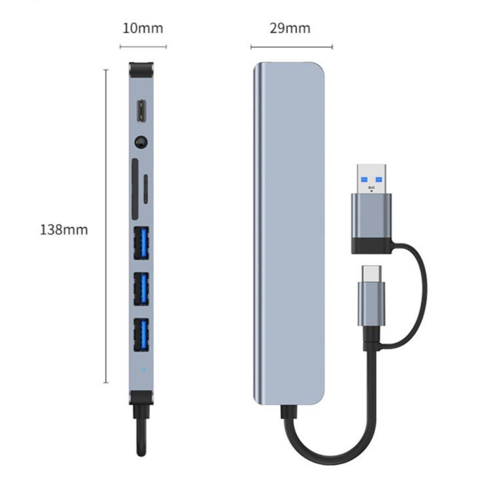 USB Type-C док-станция хаб семь восемь в одном конвертер для ноутбука планшета телефона USB-хаб