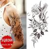 NEW 1PCS Tattoo Temporary Black Sunflower Peony Flower Tattoo Sticker Female Temporary Tattoo Water Transfer Print Waterproof Fake Tattoo Woman