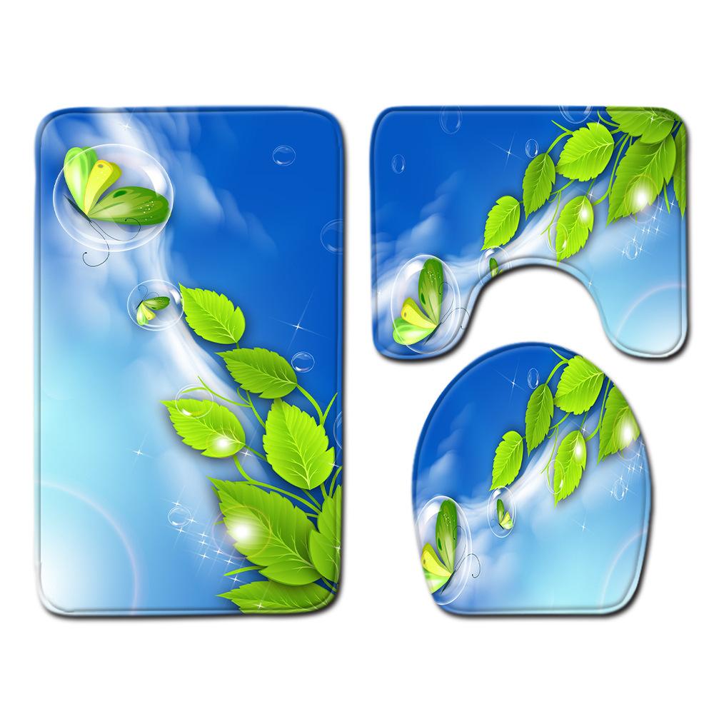 Small Fresh Toilet Three-Piece Floor Mat Bathroom Absorbent Non-Slip Carpet Door Mat