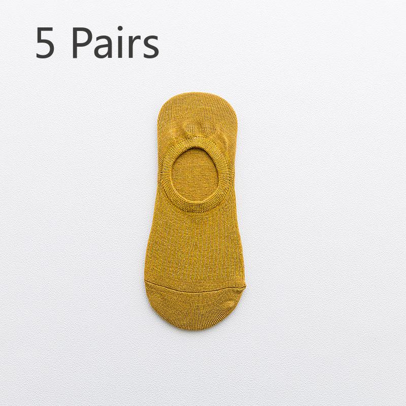 5 пар женских весенних и летних невидимых силиконовых нескользящих носков-лодочек с небольшим горлом