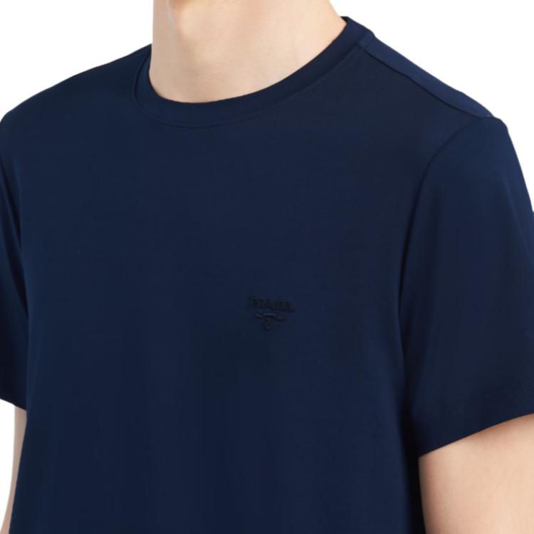 PRADA Stretch Cotton T shirt T Shirt Men's Marine Blue UJM564-1UOR-F0124-S-092