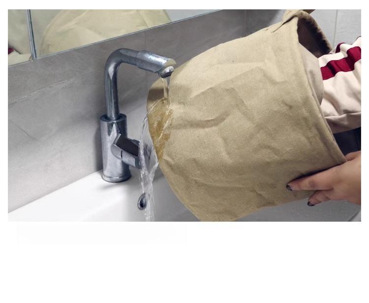 Cotton and linen Japanese fabric dirty clothes basket folding large dirty clothes bucket clothes storage bucket drawstring