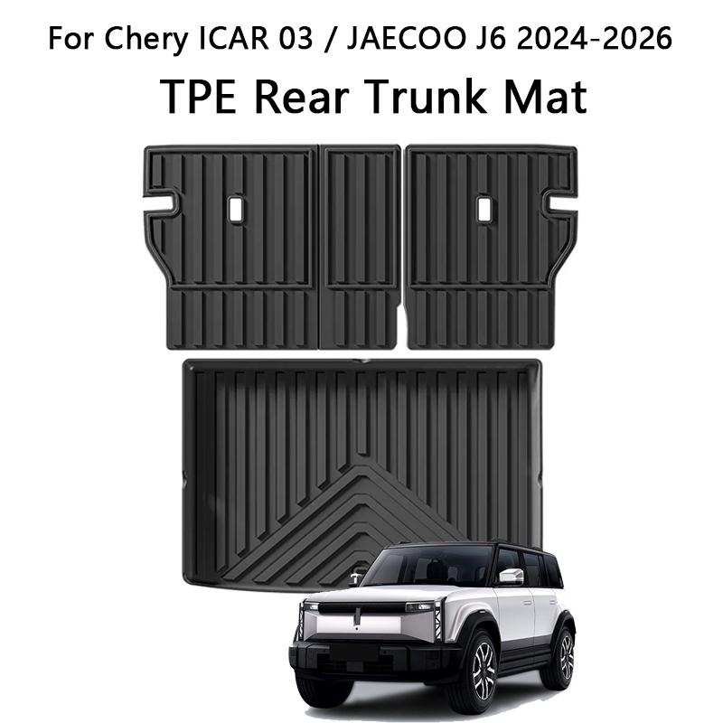 Коврик в багажник для Chery ICAR03/JAECOO J6 2024-26, ТПЭ, накладка на спинку заднего сиденья, всепогодный вкладыш в багажник, поддон в багажник, напольные коврики против грязи