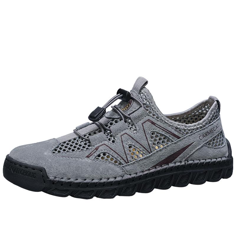 Модная летняя сетчатая обувь большого размера, повседневная стильная мужская обувь, нескользящая, дышащая, удобная обувь для пеших прогулок, сандалии для мужчин 2025 люкс