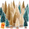 9/36 шт. Искусственные мини-елочки, фигурки из сосны на деревянной основе, рождественские настольные украшения, сделай сам, подарки на Новый год, декор
