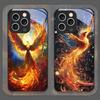 Эстетичный Чехол из Закаленного Стекла с Узором Огненного Пера Феникса для iPhone 17 16 Pro Max 15 14 Plus 13 12Mini 11 X XS MAX