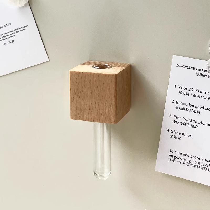 Деревянная ваза-пробирка Магнит-наклейка на холодильник DIY Цветочная композиция Имитация цветочной вазы Домашняя Кухонная Декор шкафчика