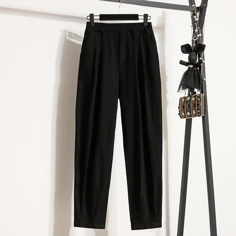 Осенние джинсы больших размеров, длинные брюки, женские эластичные свободные винтажные шаровары, повседневные женские базовые тонкие брюки 5XL