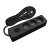 SELDUR G3FA32S Power Strip, 3 Type E Sockets + Indicator Switch, Black, 3m Cable