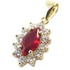 [P1160] - Gold Plated Pendant 'Victorina' Red White Golden
