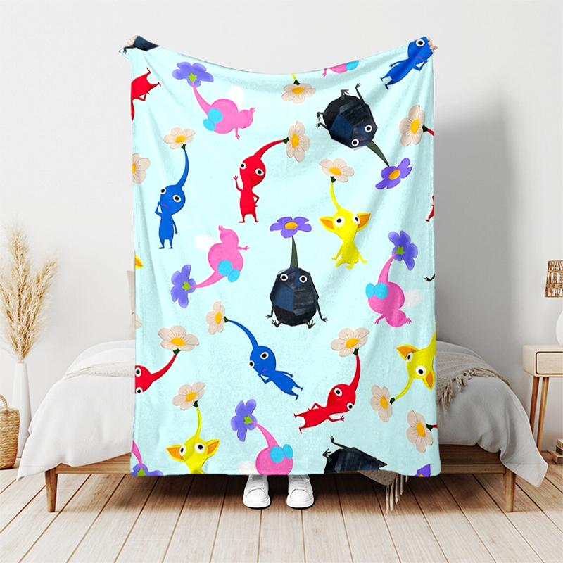 1pc Blanket Pikmin Print Design, Lightweight Blanket for Sofa, Bed- Soft &Warm, Gift for All Seasons like Christmas, Halloween